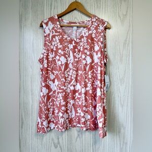 Liz Claiborne ROSE DAWN Flower Tank Top Size XL NWT